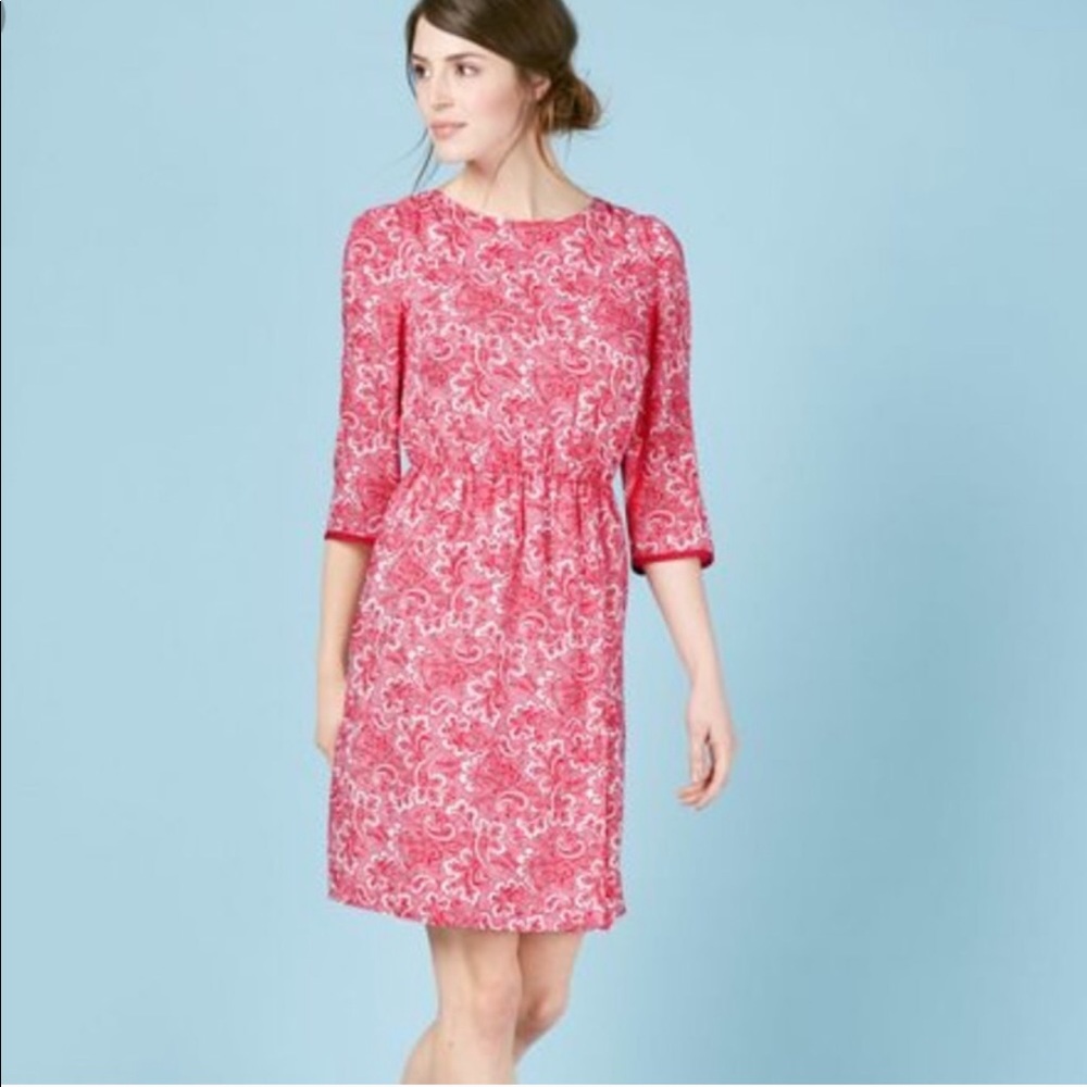 Boden Red & White Paisley Print Dolly Day Dress